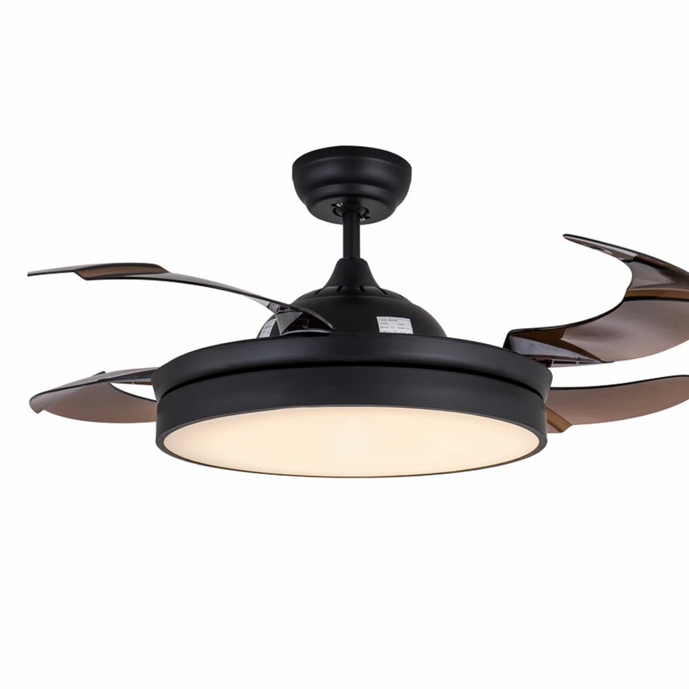 42" Retractable Blades Ceiling Fan Light Lamp LED Chandelier With Remote Control
