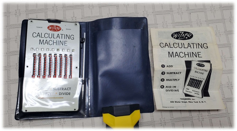 Vintage Wizard Calculating Machine, Case, Stylus, Manual Included          51920
