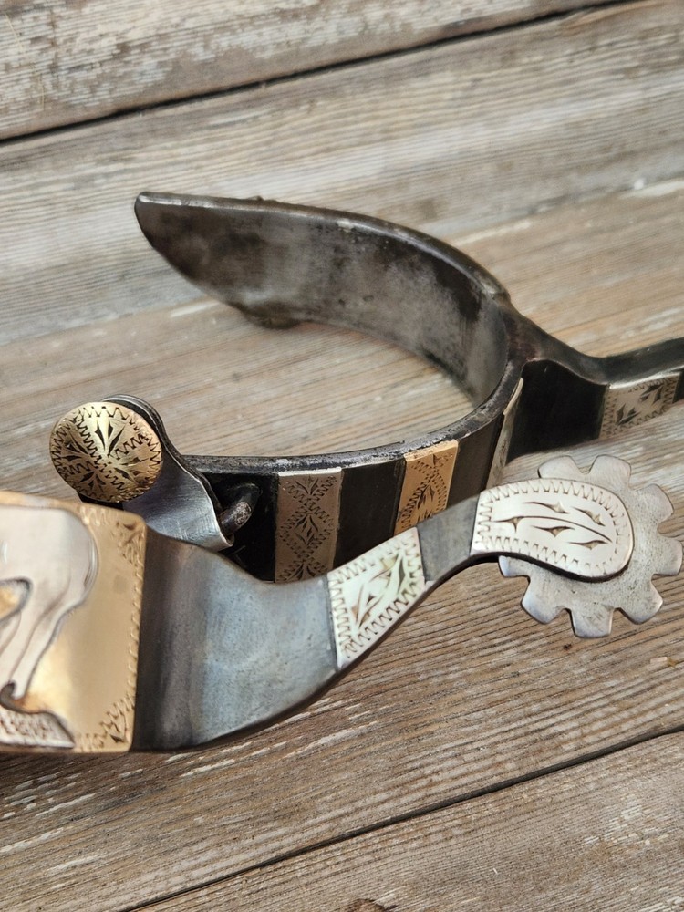 Silver Mounted Heavy Spurs Marked Double Mounted