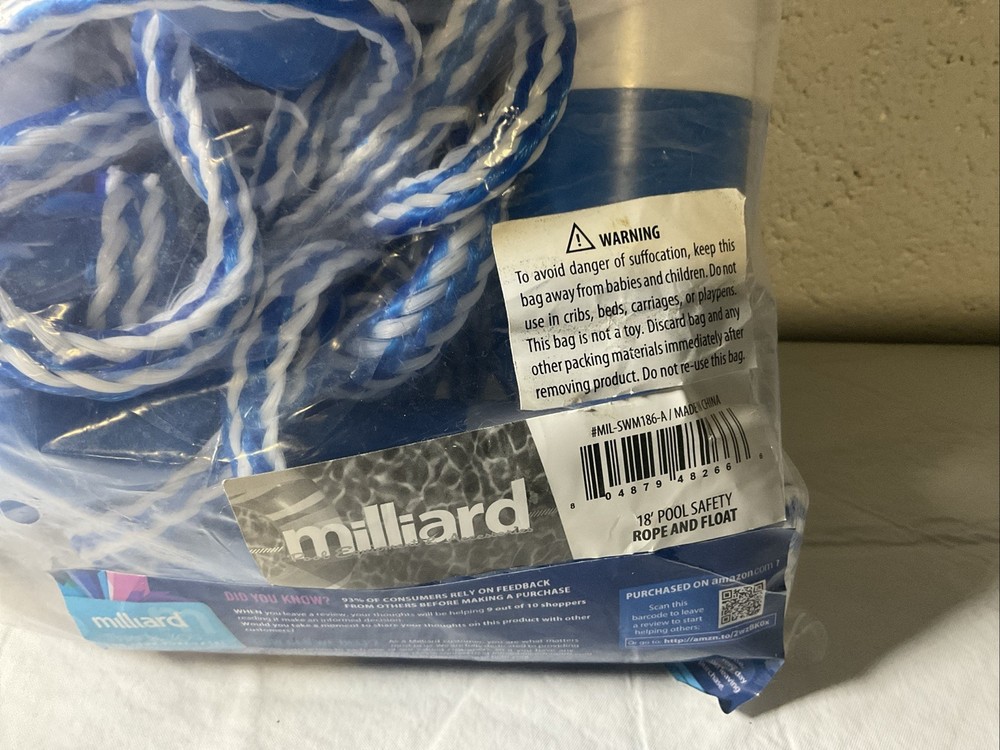 Millard 18’ Pool Safety Rope And Float New