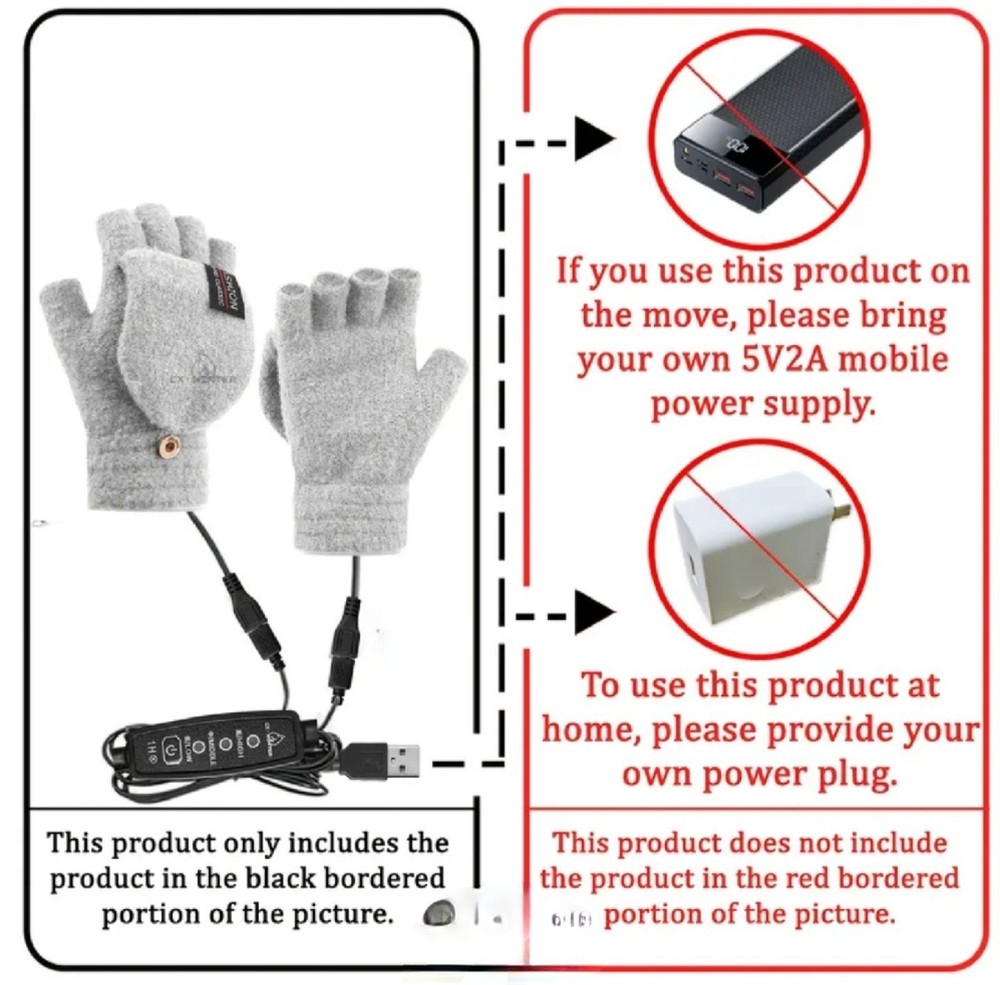 heated gloves USB Fingerless Mitton