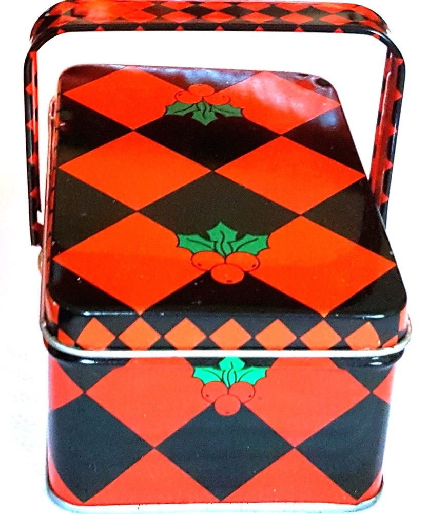 Very Nice 4" Holiday Basket Style Tin GUC