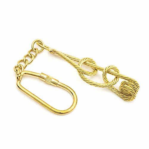 Knotted Key Chain Nautical Solid Brass Carabiner Split Ring Pirate Maritime Gift