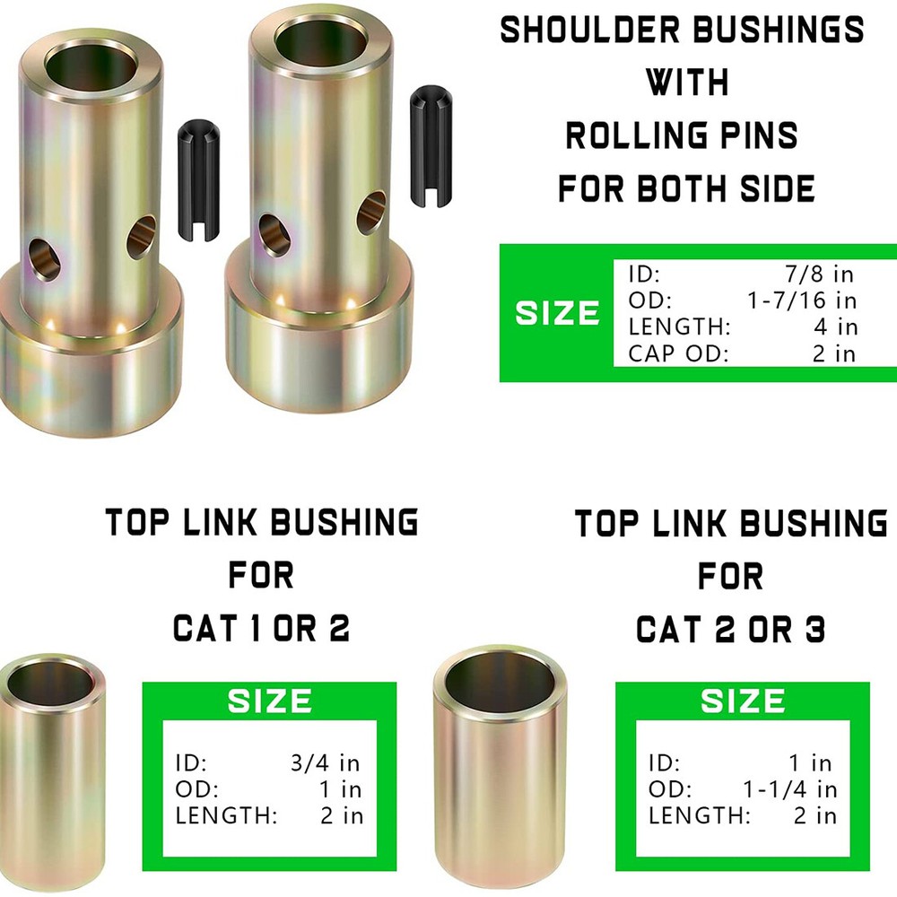 Category 1 3-Point Tractor Cat 1 Quick Hitch Bushing Roll Pins Kit TK95029