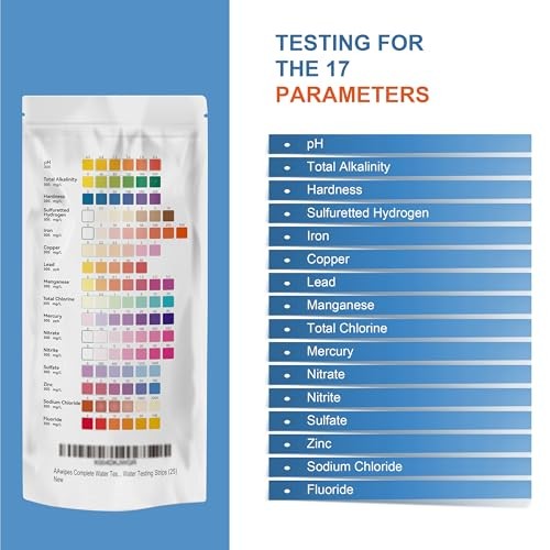 Complete Water Testing Kits for Drinking Water 25 Strips Bag Pack 16 in Well,