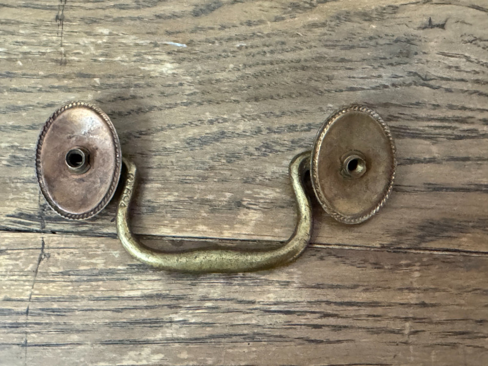 Original Henkel Harris Brass 3 in cc Drop Pull Handle K4694