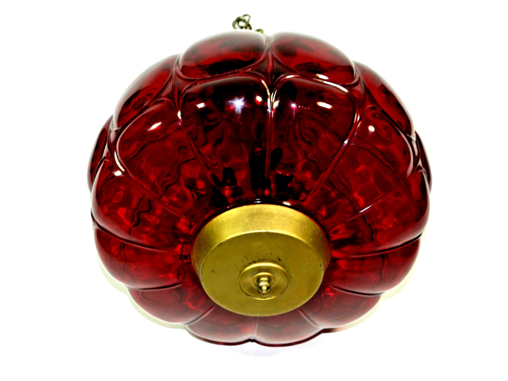Vintage Ruby Red Glass Swag Hanging Light