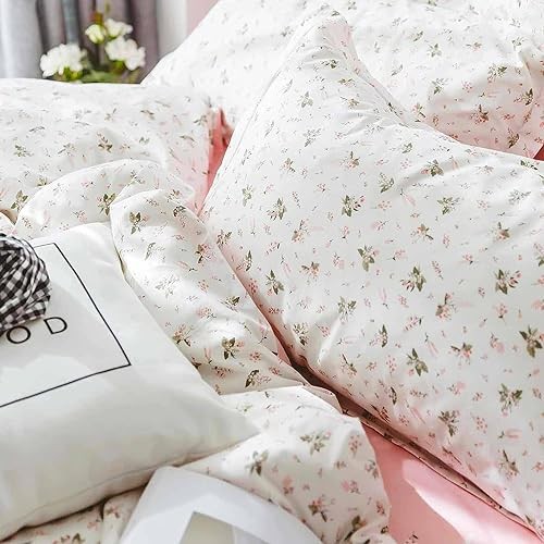 7 Pcs Size Comforter Set with Sheets, Queen Pink White Floral Comforter Set