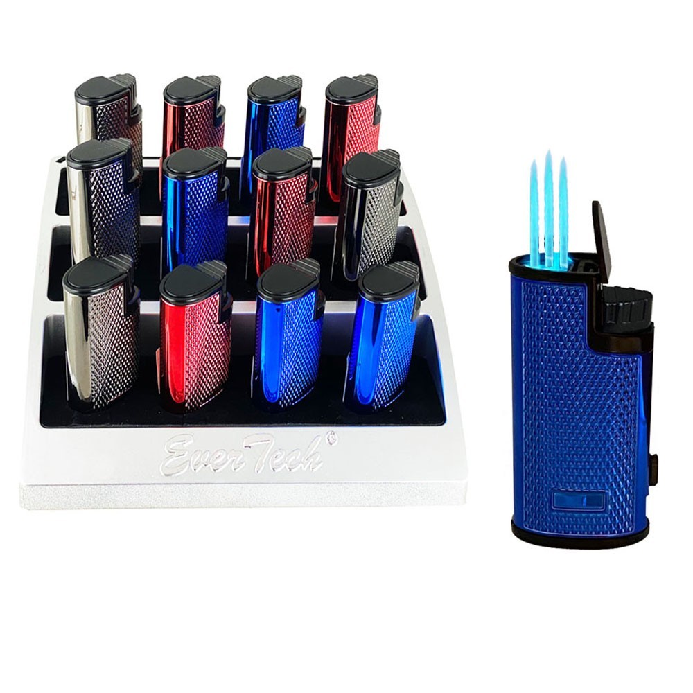 Triple Jet Torch Lighter Adjustable Windproof Butane Refillable Puncher BBQ gift