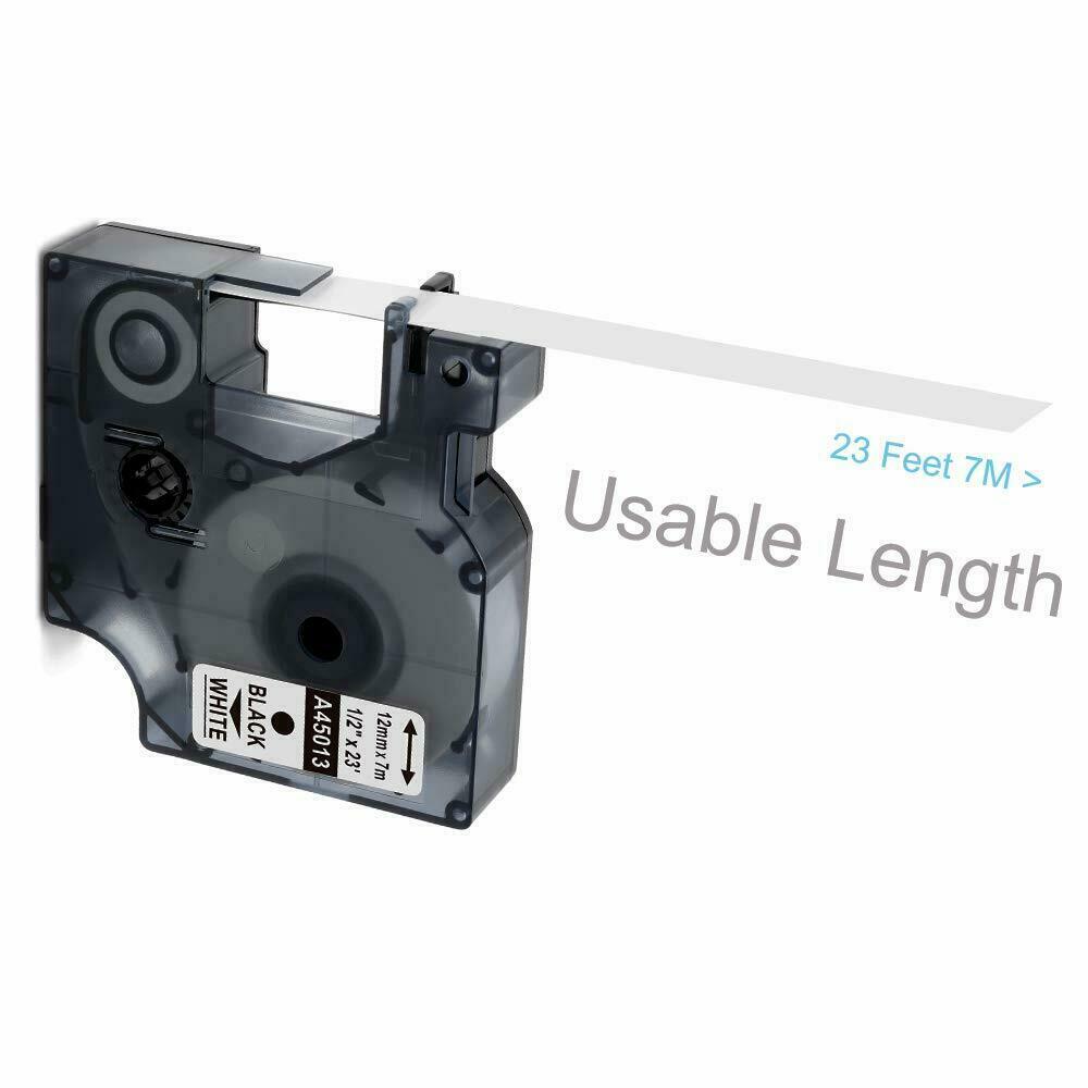 5X45013 S0720530 Label Tape Compatible for Dymo LabelManager 12mm Black on White