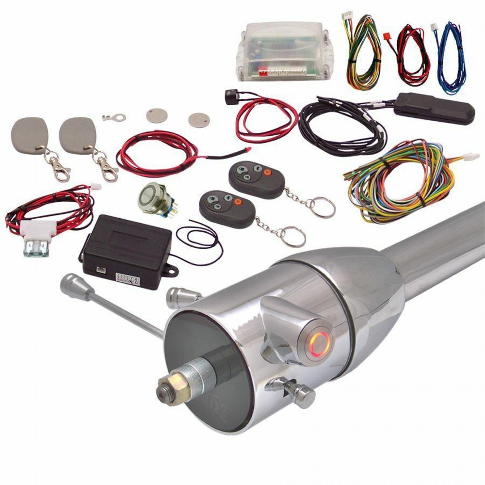 Red LED Billet Push Button Engine Start w/ Keyless Entry Remote Start & RFID Kit