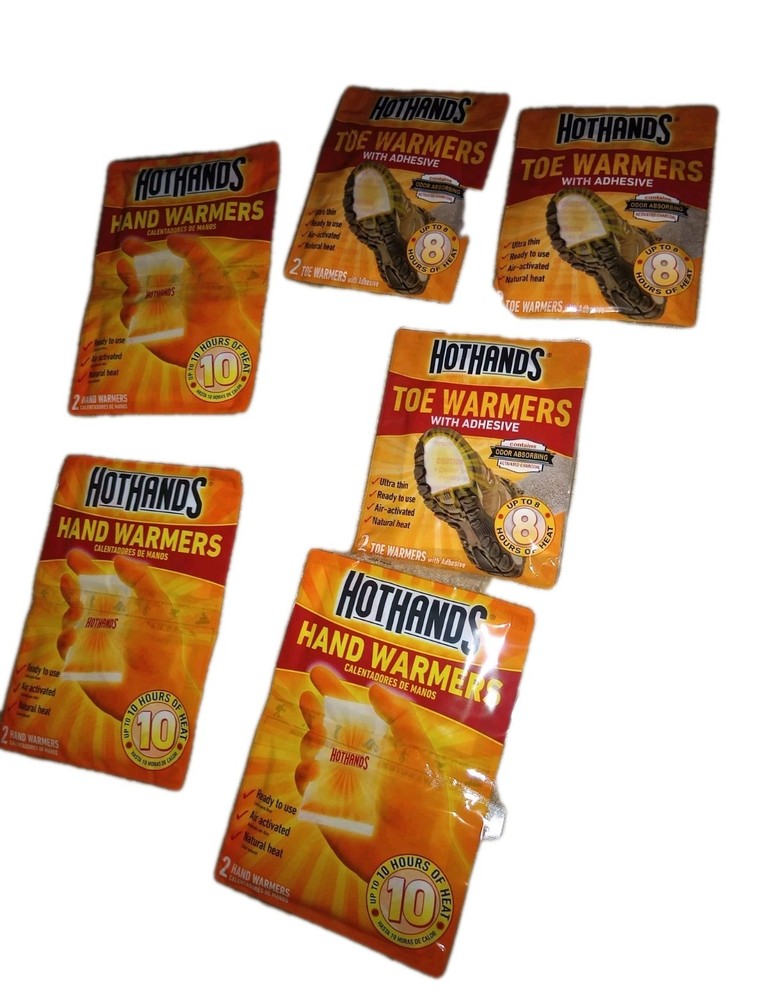 hot hands 3 hand warmers & 3" Toe Warmers
