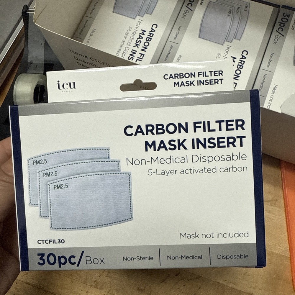 ICU Carbon Filter Mask Insert 5 Layer ActivatedCarbon 3 Boxes 20 dllsPer BoxNEW