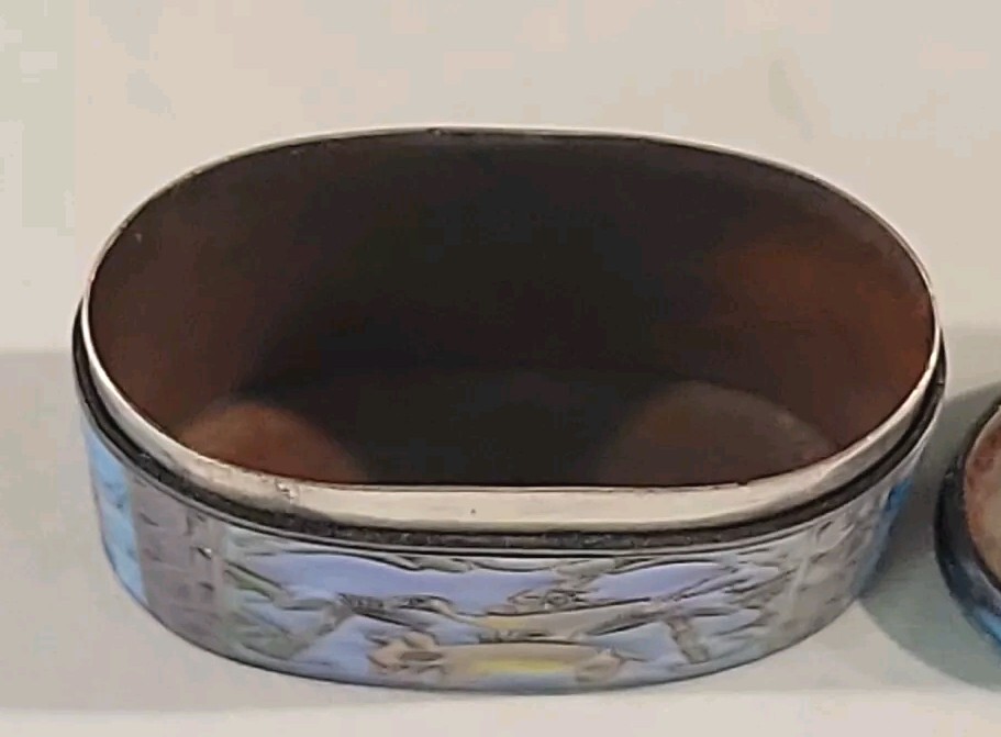 Antique Enamel And Silver Chinese Opium Snuff Box