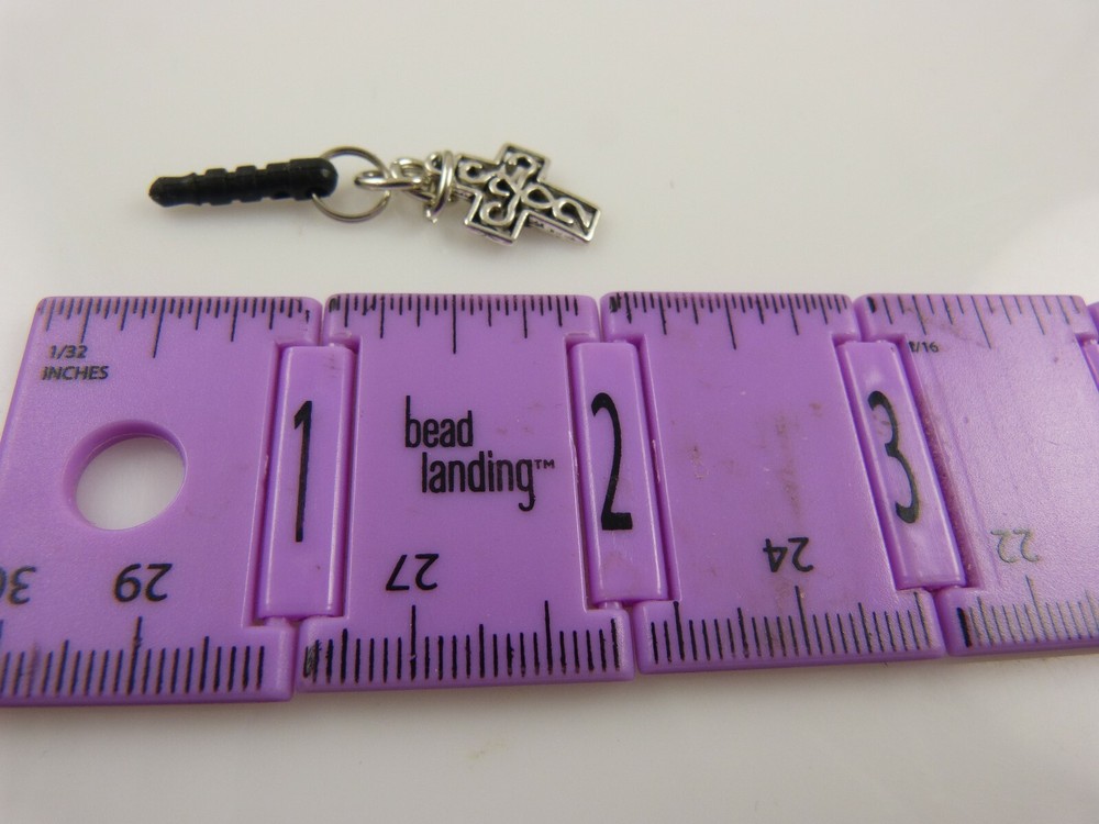 Easter cross cell phone Ipad charm ear cap dust plug silvertone