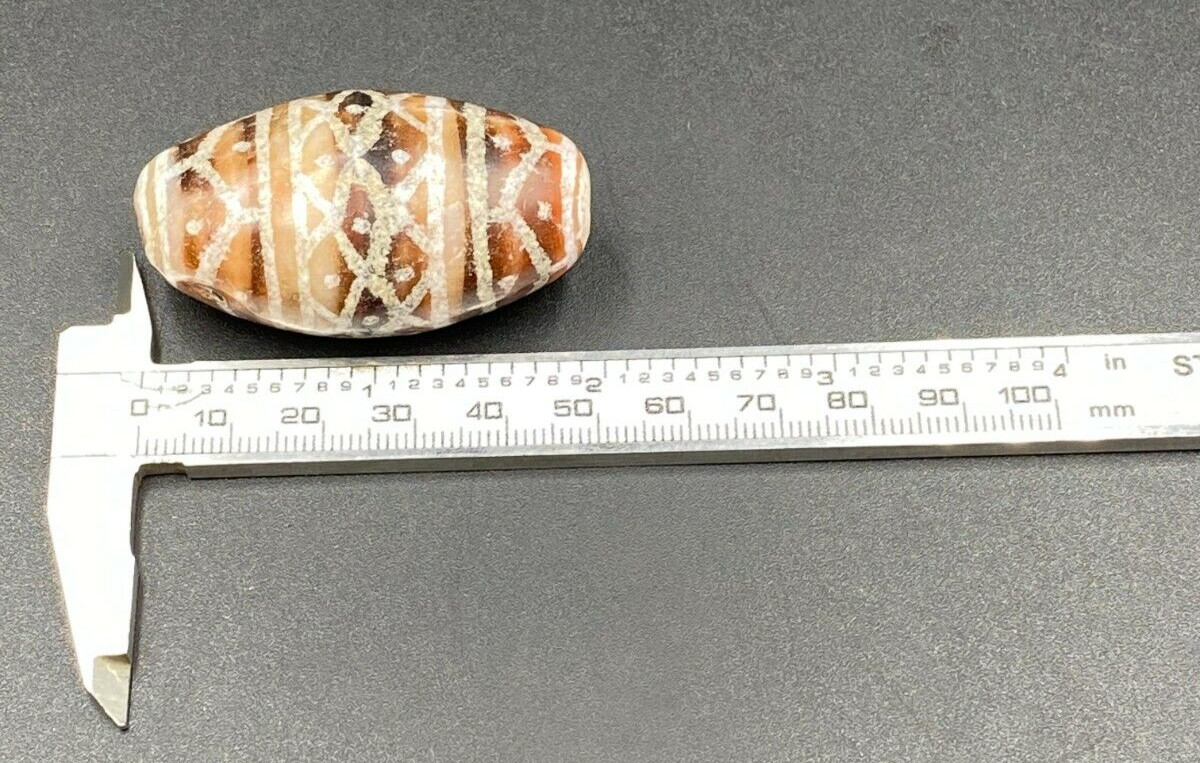 Old Ancient Antique Indo Tibetan Phum Dzi Tian Zhu Himalayan Amulet Agate Bead