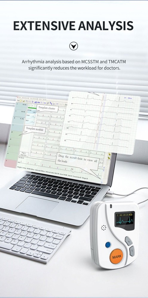 New 24-Hour 12-Lead Holter ECG Dynamic Recorder Analyzer System PC Software
