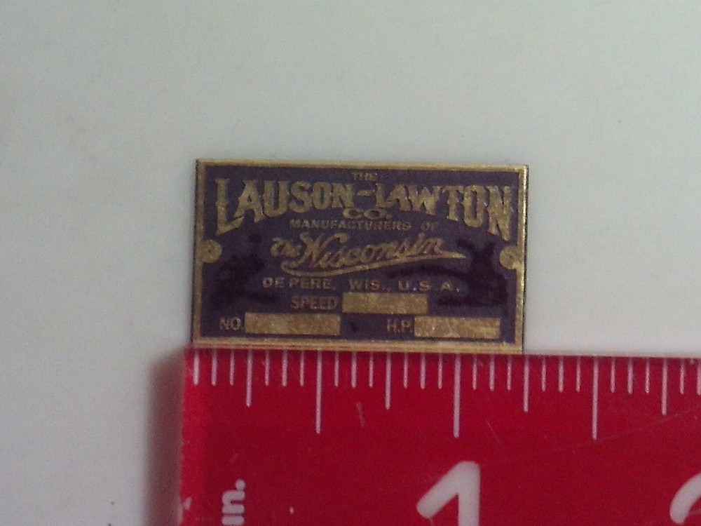 1/3 scale Model Lauson-Lawton Engine Brass Name Plate tag Nameplate