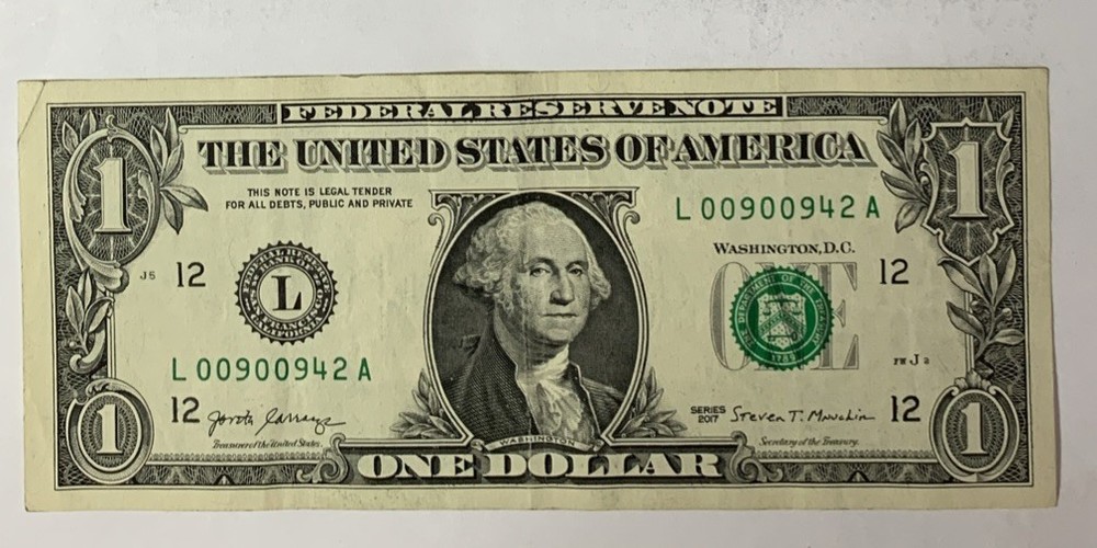 BIRTHDAY/ANNIVERSARY $1.00 CURRENCY Note 09-09-1942