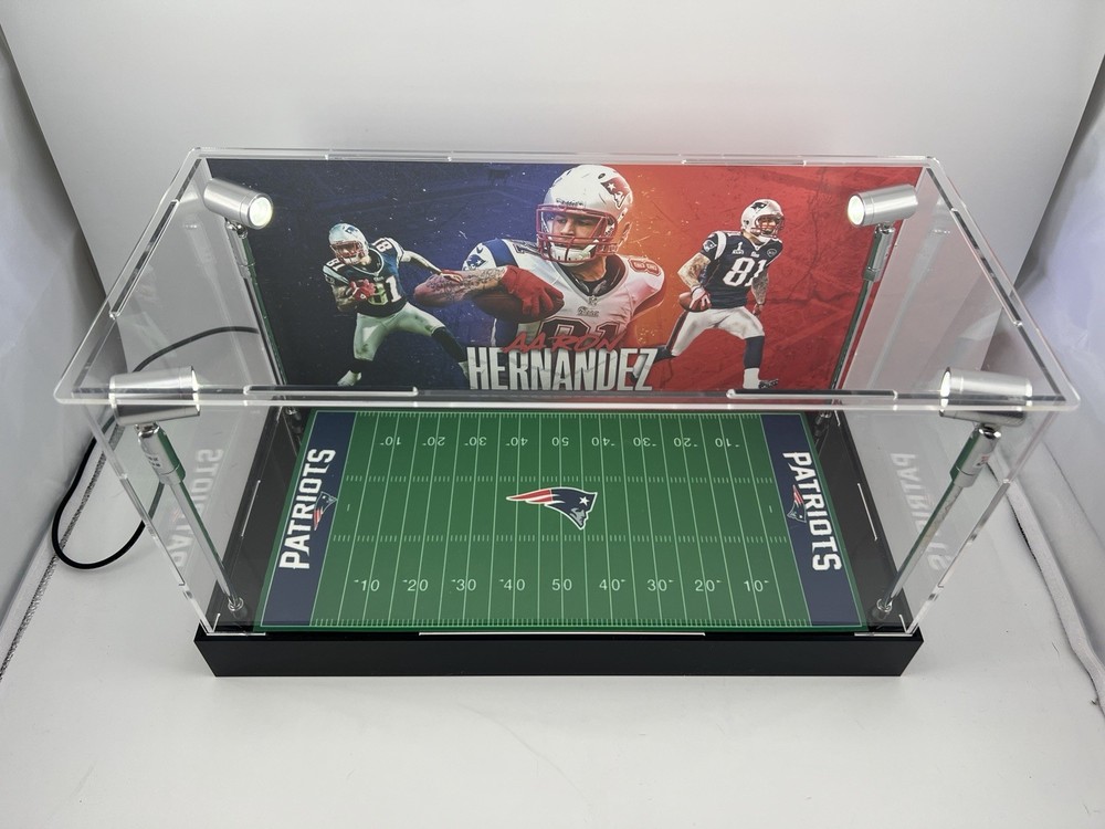 Aaron Hernandez Patriots 2 Mini Helmet Display Case W/ LED Lights