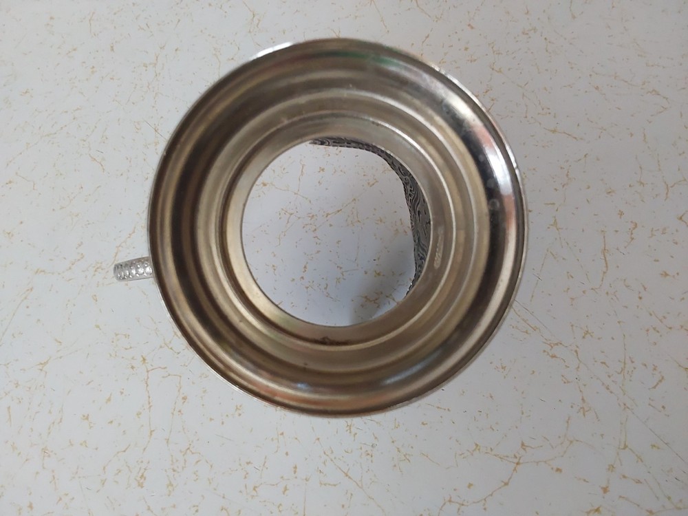 VINTAGE Silver Floral Art Metal Ware CUP HOLDER NKU 3-50