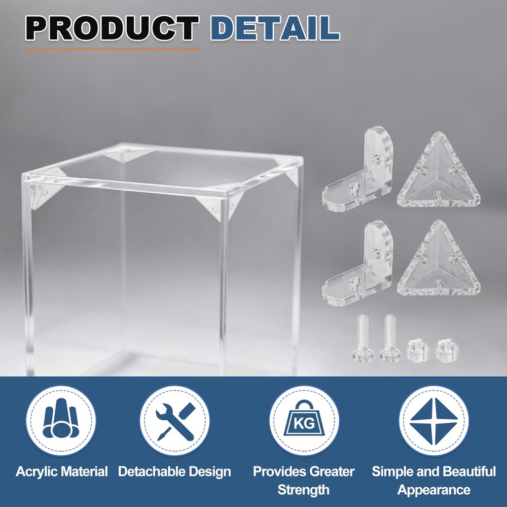 8Pcs Acrylic Angle Bracket, L Connector and Triangle with Screws for