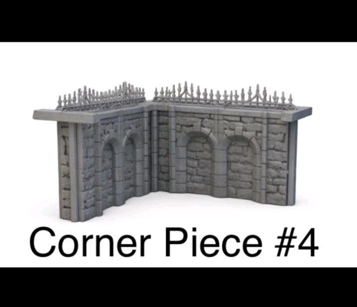 Ravenloft Necropolis Wall Corner -32mm Scale -Graveyard -D&D -Pathfinder -RPG