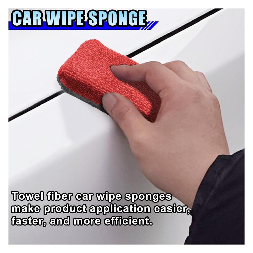12PCS Ceramic Coating Applicator Sponge, 4.13'' x 1.84'' Microfiber Car Red
