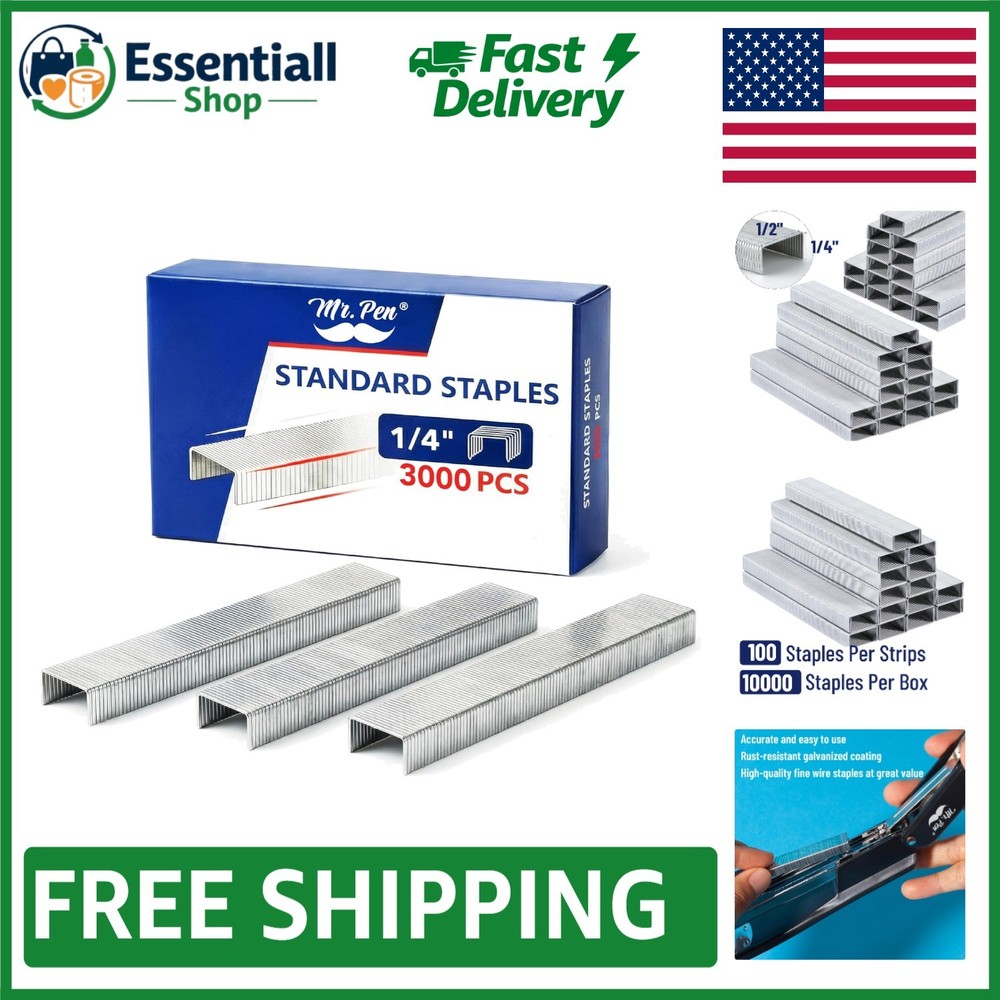 Convenient 3000 Staples, 1/4 Inch Size, Ensures Effortless Document Binding