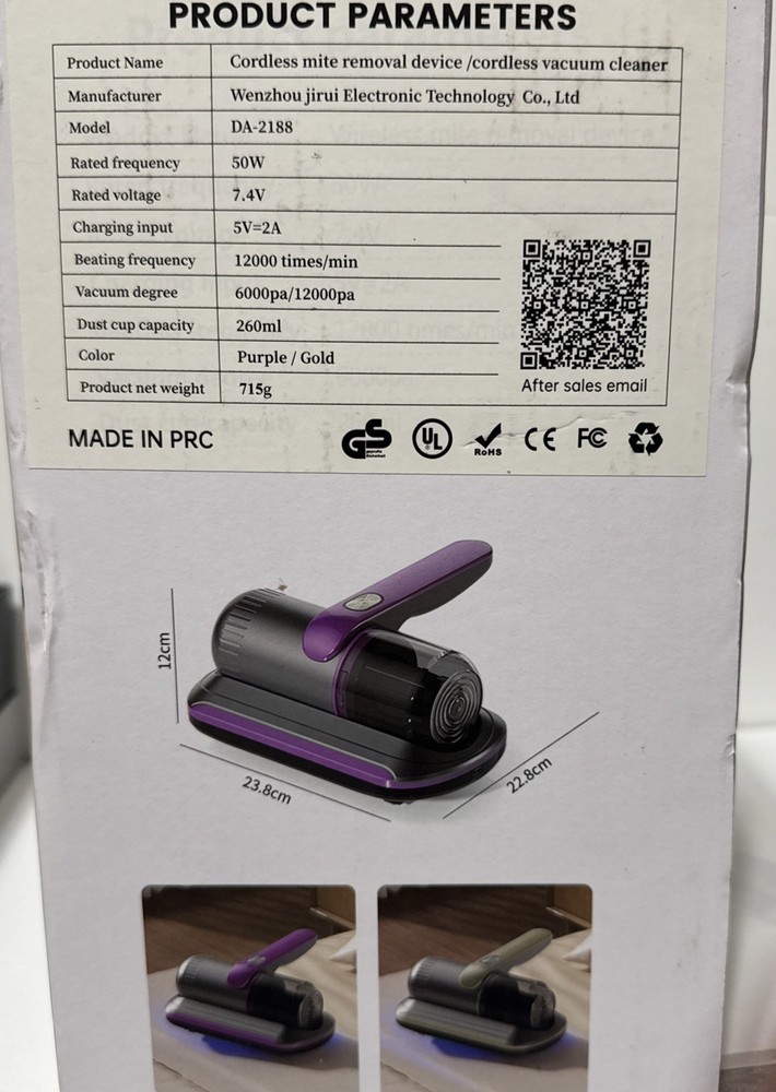 Home Mite Removal UV Sterilization Wireless Vacuum Open Box Check Description