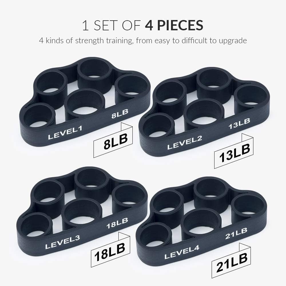 Durable Hand Exerciser for Strength Training - 4 Pack Resistance Bands Included