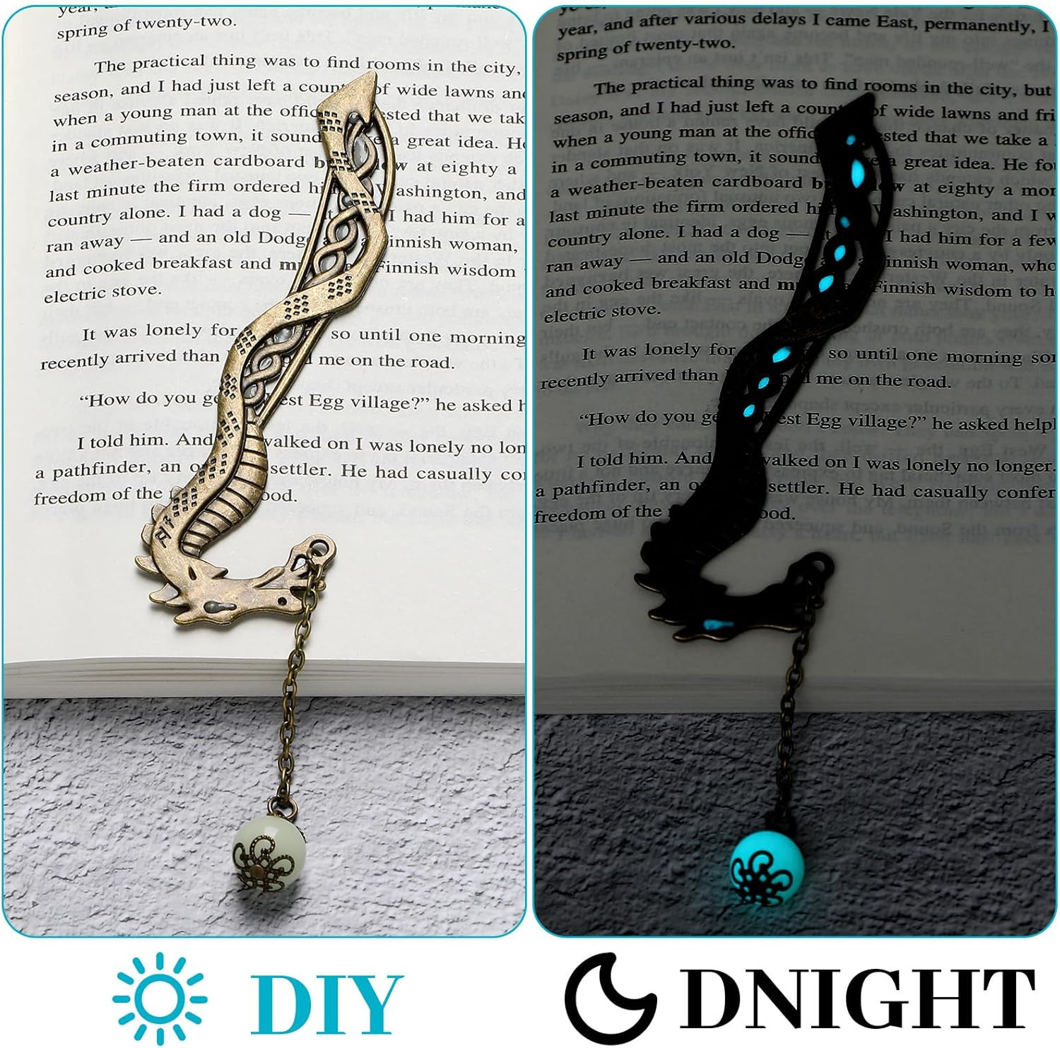 Dragon Bookmark, Fantasy Bookmark Gifts Glow in the Dark, Metal Bookmarks for Bo