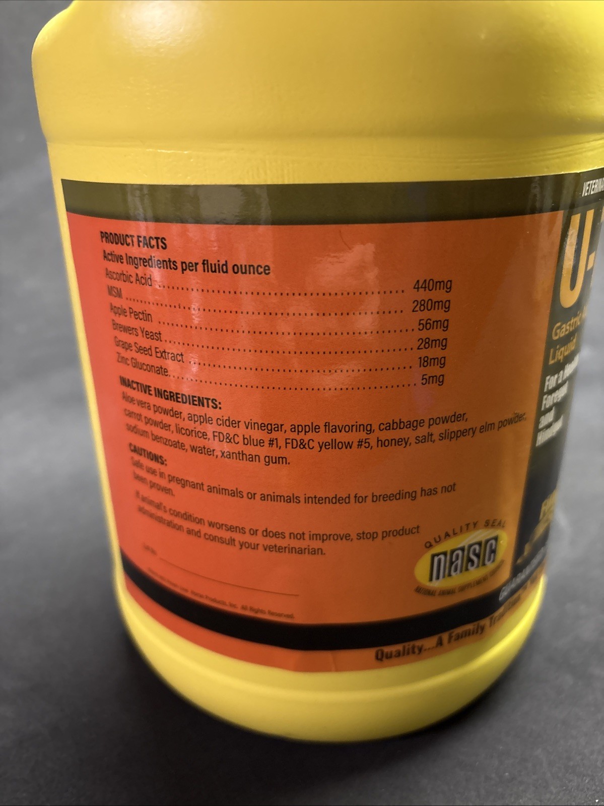 U-7 Gastric Aid Liquid Digestive Health Safe for Foals Equine Horse 128 oz