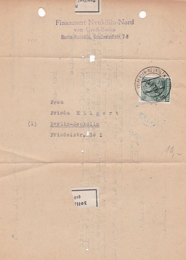 Berlin 1949 Berlin-Neukoln Cancel Stamps Letter Ref 26103
