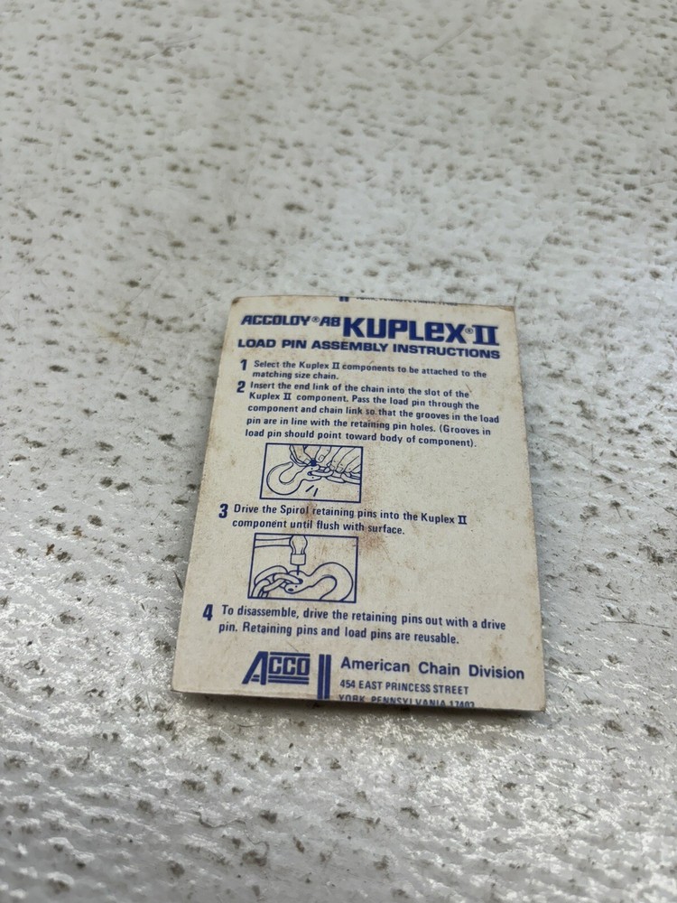 Kuplex II K 72 Grab Hook + Load Pin Assembly 9/32”
