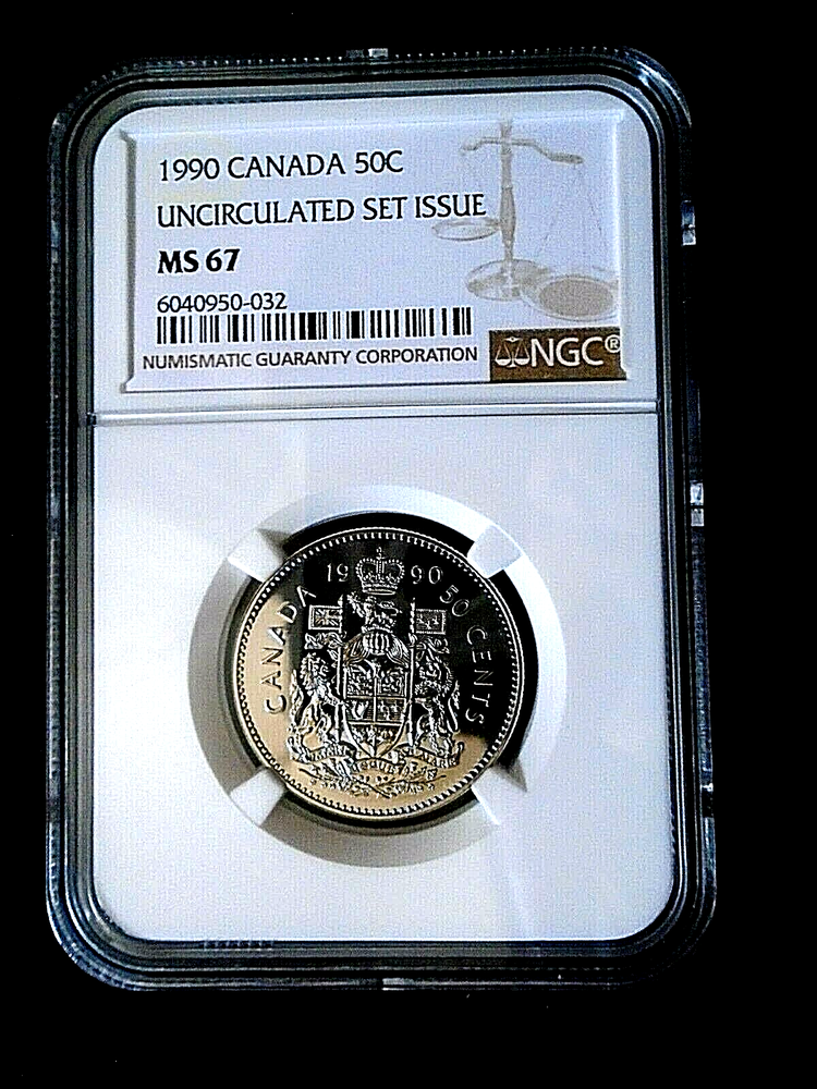 1990 CANADA 50 CENT NGC MS67 HALF DOLLAR SUPER RARE UNCIRCULATED ! POP=3