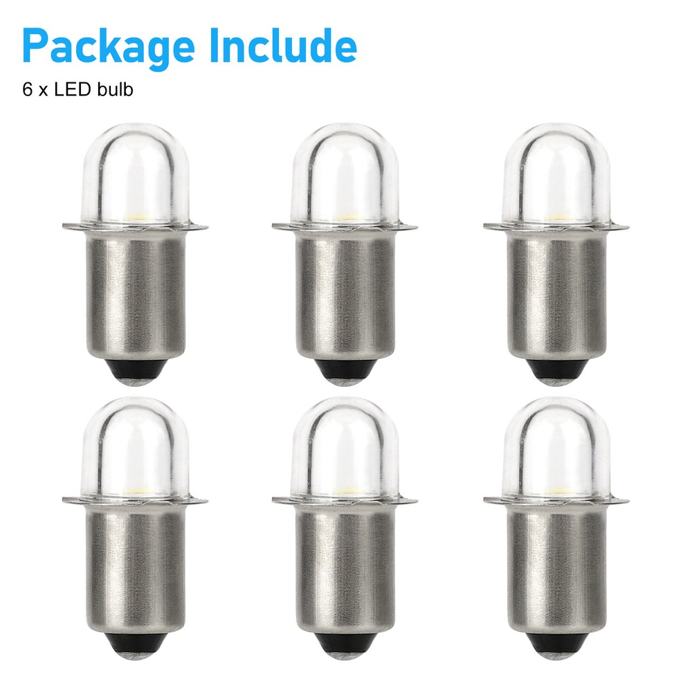 6Pcs P13.5S LED Flashlight Lights Torch Bulbs Upgrade DC 3V Replace White Lamp