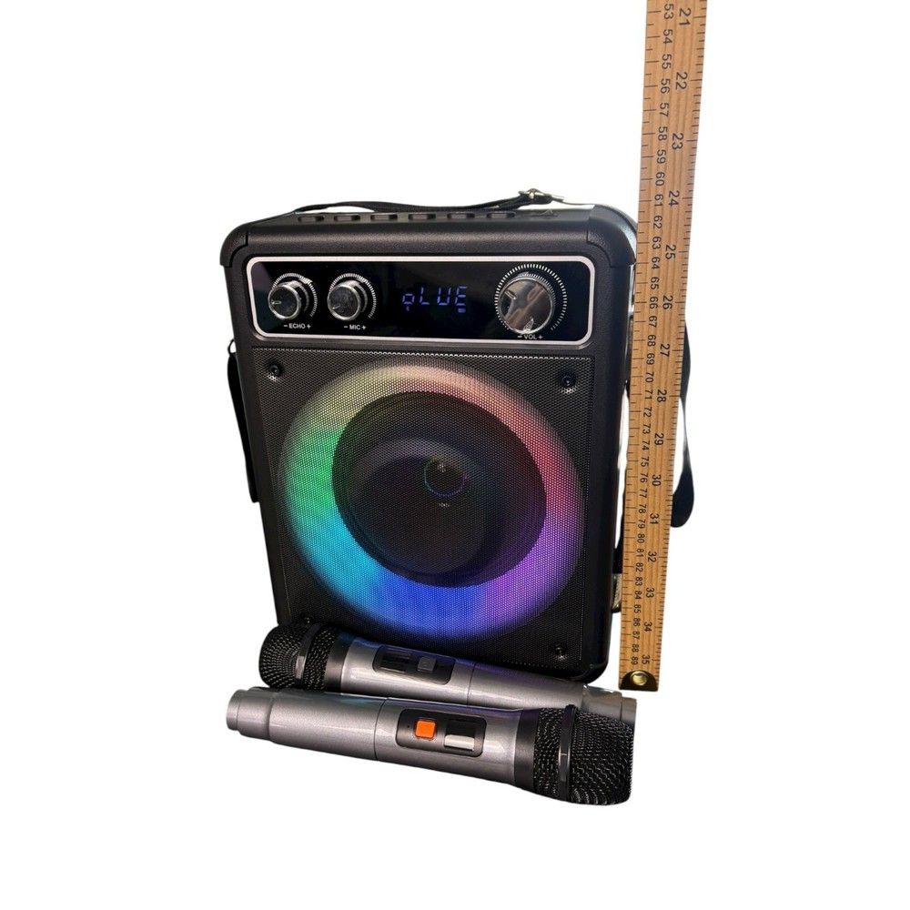 VOSOCO T-03 Bluetooth Karaoke Speaker w/ 2 Wireless Mics RGB