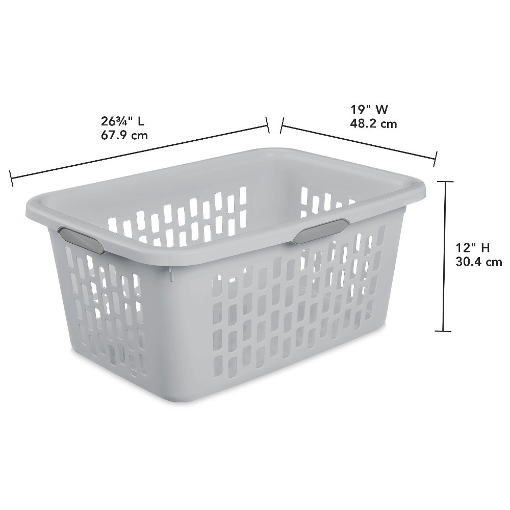 Large Rectangle Plastic Laundry Basket with Comfort Grip Handles, Breathable