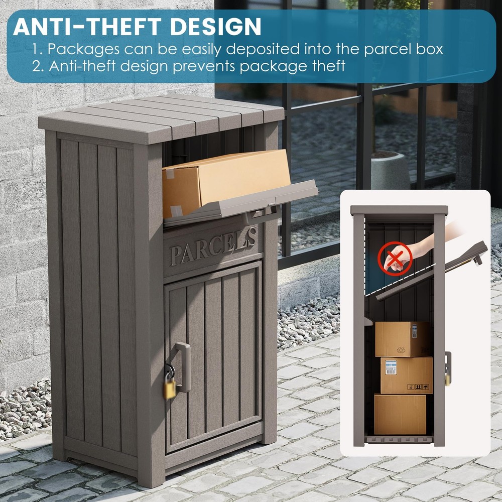 Large Lockable Weatherproof Anti-Theft Package Delivery Box Grey