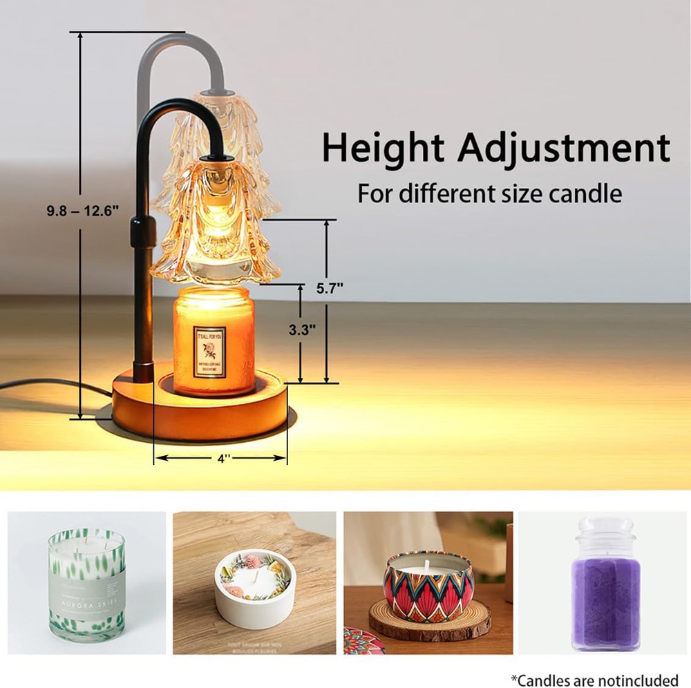 2Pack Candle Warmer Lamp,Adjustable Glass Lamp Candle Warmer with Timer Dimmable