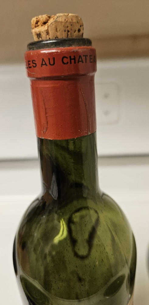 Authentic 1961 Cadduades de Lafite Empty Wine Bottle with Original Cork