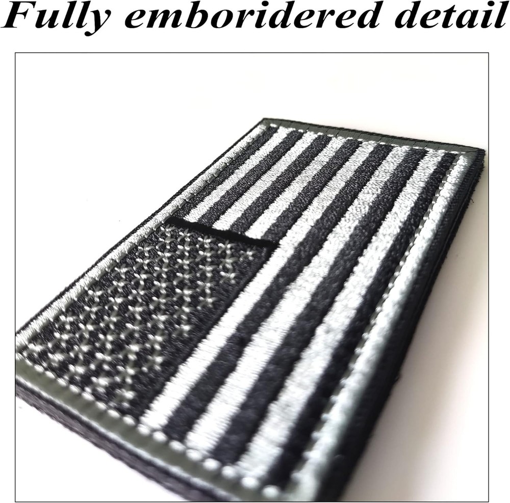 2PCS American Flag Patches, Hook & Loop Tactical Morale Patch Full Embroidery...