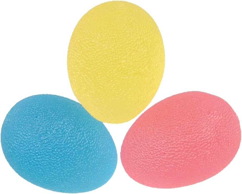 Hand Exercise Balls - Egg Shaped - 3 Squeeze Resistances (Soft, Medium, Firm)