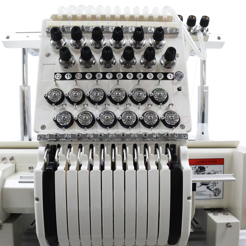 12 Needle Single head Embroidery Machine w/LCD Touch Screen LED Position Light