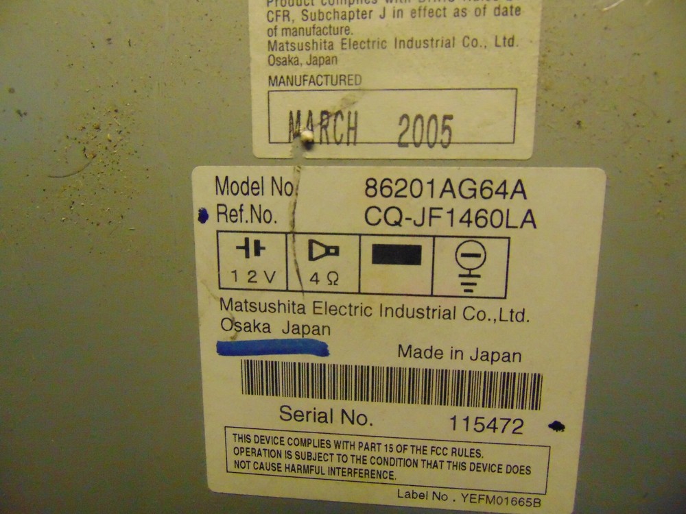 06 05 Subaru Legacy outback cd player changer & climate control switch unit