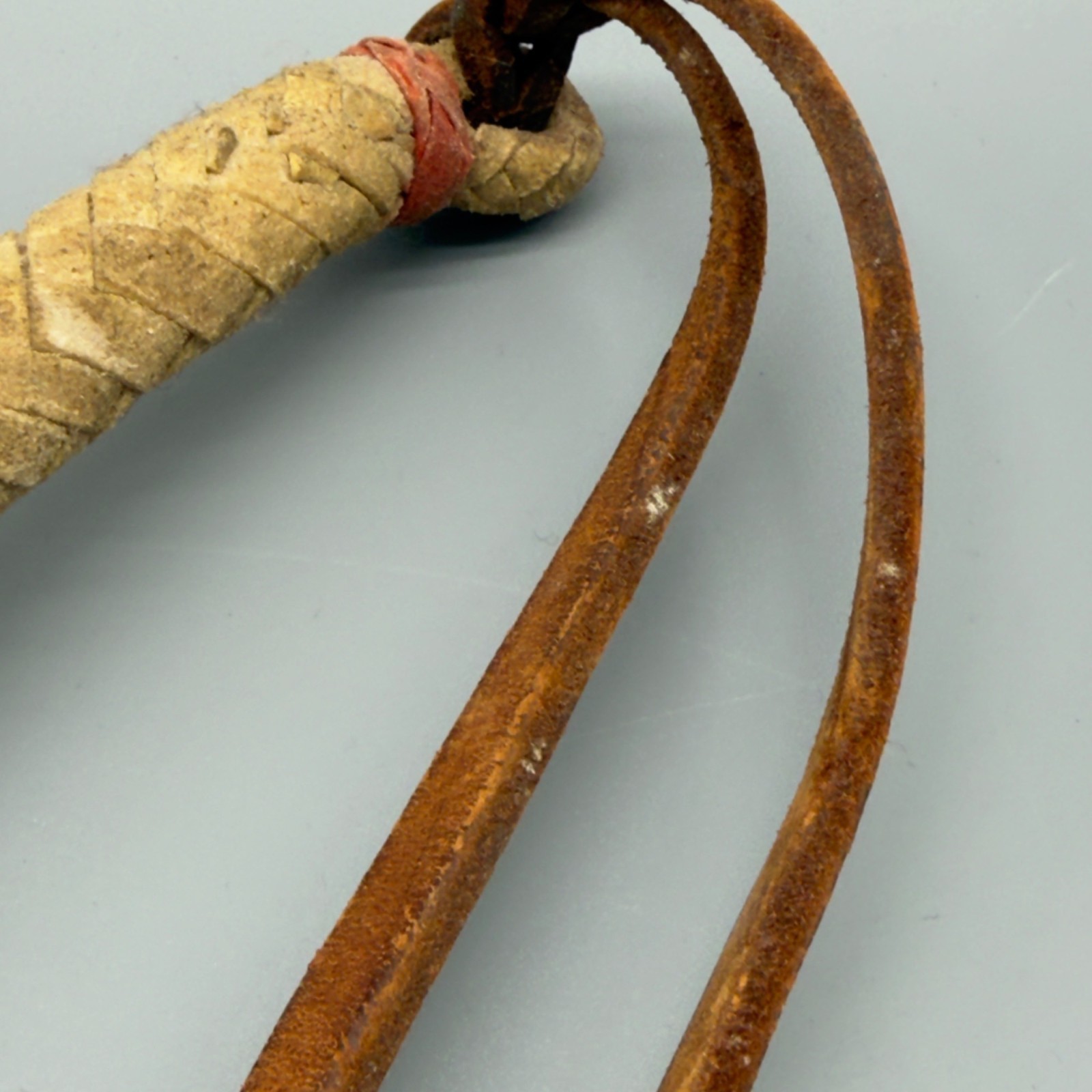 Vintage Western Leather Braided Horse Quirt Whip Cowboy Tack Rodeo Decor