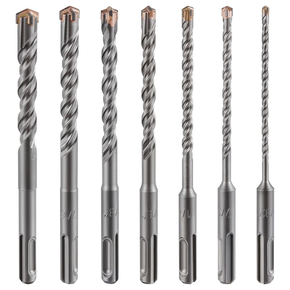 Concrete Drill Bit 3pcs 7/32" X 10"-8" Cross-Type Double Thread Carbide 7/32