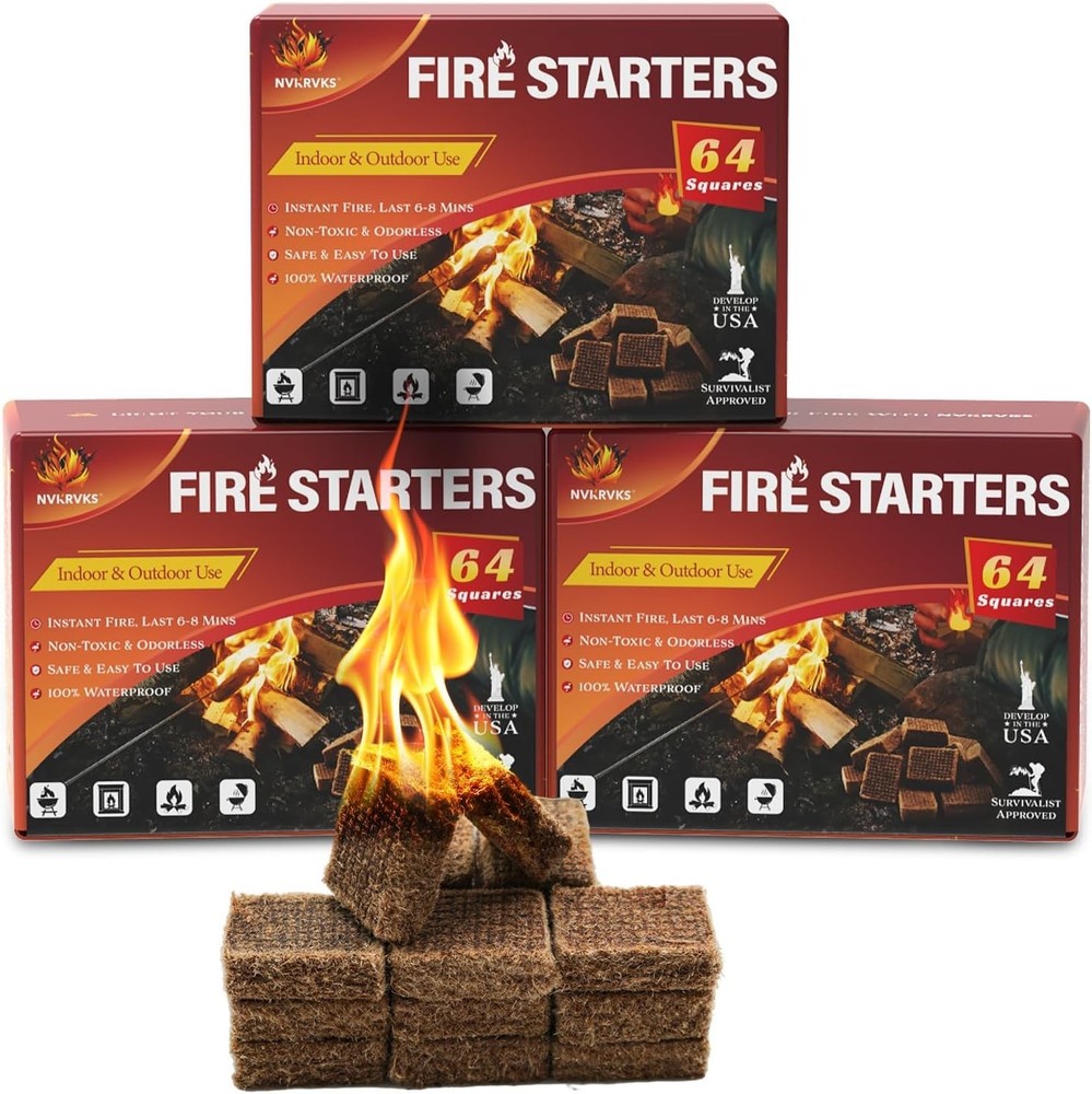 Fire Starter Squares 192 Natural & Odourless Firestarters Cubes for Campfire
