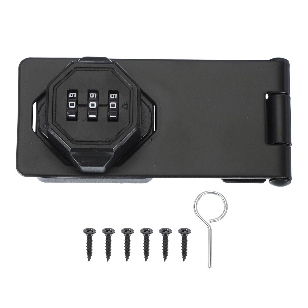 Password Rotary Hasp Locks Mechanical Cabinet Combination Latch Locks 4" Black